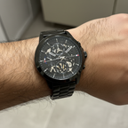 Tommy Hilfiger Henry 1710478 44mm Men's Quartz Watch – Black Skeleton & Black Stainless Steel Bracelet