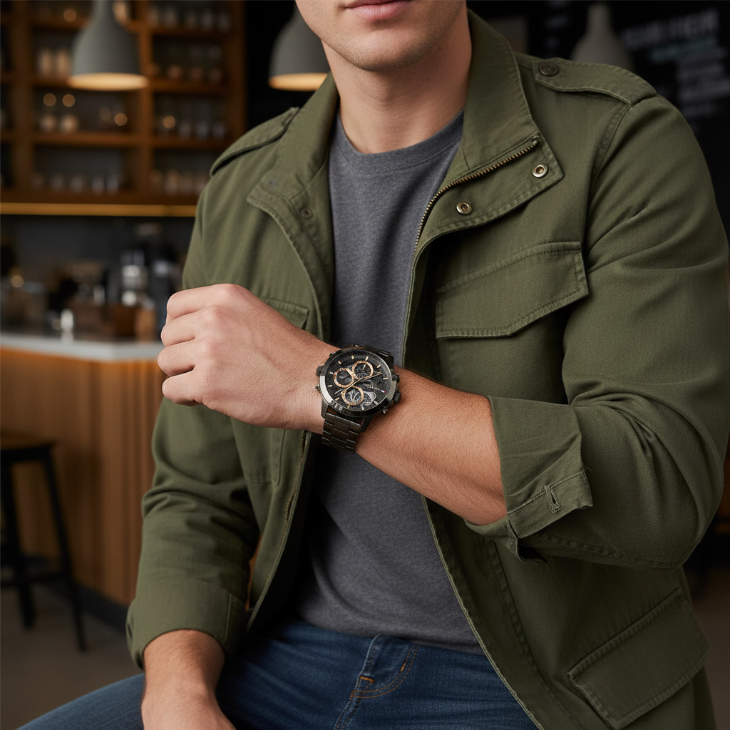 Tommy Hilfiger Henry 1710479 44mm Men's Quartz Watch – Gunmetal Skeleton & Gunmetal Stainless Steel Bracelet
