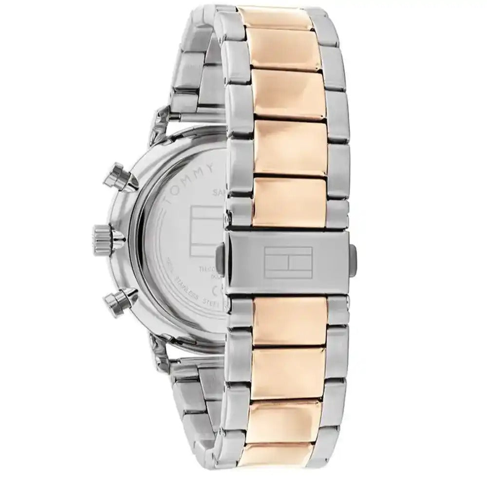 Tommy Hilfiger Legend 1710570 44mm Men's Quartz Watch – Rose Gold Skeleton & Two-Tone Stainless Steel Bracelet