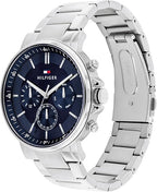 Tommy Hilfiger Tyson 1710588 44mm Men's Multi-Function Watch – Navy Blue & Silver Stainless Steel Bracelet