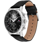 Tommy Hilfiger Stewart 1710605 44mm Men's Multi-Function Watch – Black Semi-Skeleton & Black Genuine Leather Strap