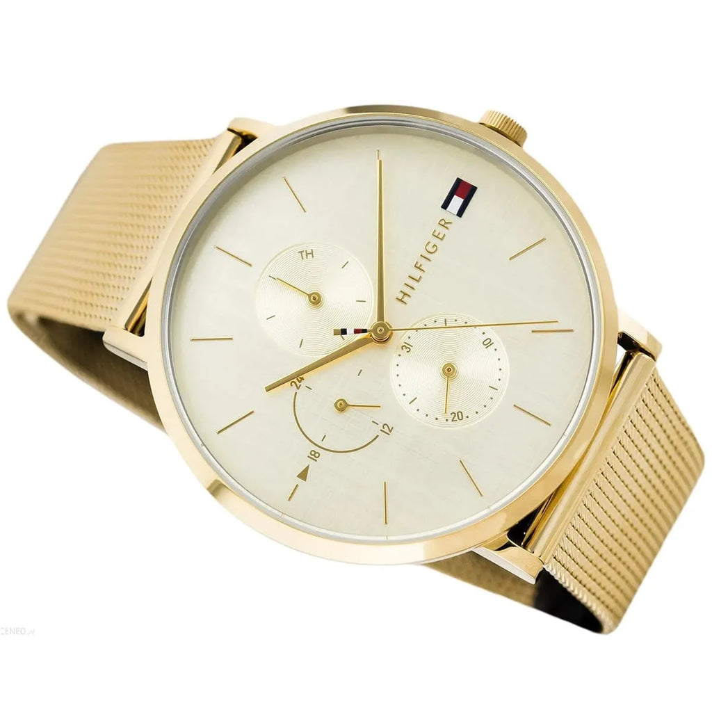 Tommy Hilfiger Jenna 1781943 40mm Women's Multi-Function Watch – Champagne Sunray & Gold Stainless Steel Mesh Bracelet