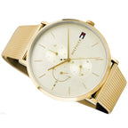 Tommy Hilfiger Jenna 1781943 40mm Women's Multi-Function Watch – Champagne Sunray & Gold Stainless Steel Mesh Bracelet