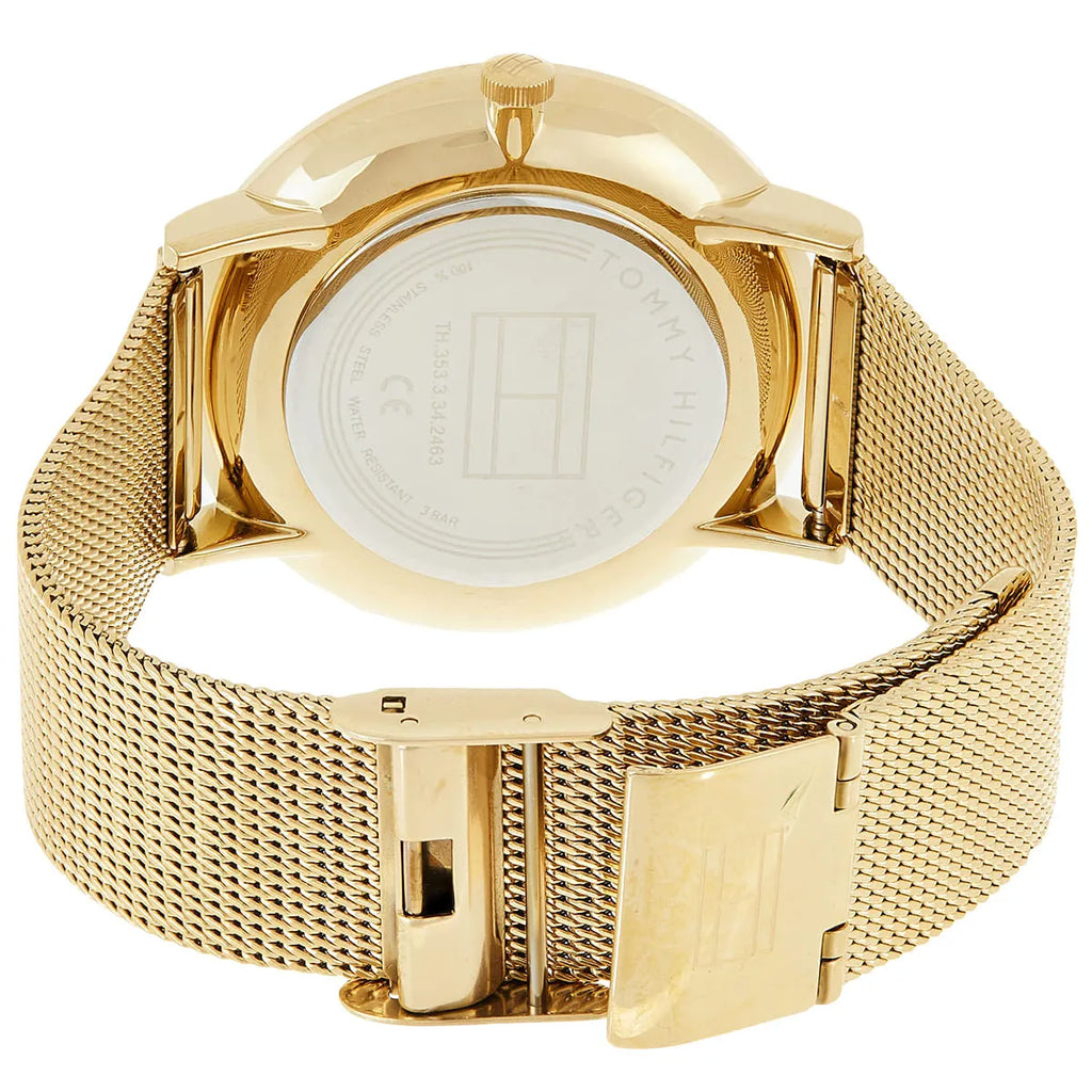 Tommy Hilfiger Jenna 1781943 40mm Women's Multi-Function Watch – Champagne Sunray & Gold Stainless Steel Mesh Bracelet
