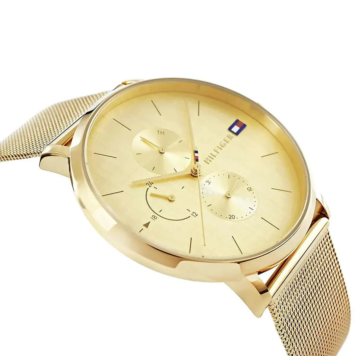 Tommy Hilfiger Jenna 1781943 40mm Women's Multi-Function Watch – Champagne Sunray & Gold Stainless Steel Mesh Bracelet