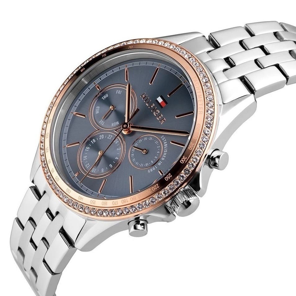 Tommy Hilfiger Ari 1781976 38mm Women's Multi-Function Watch – Slate Blue & Silver Stainless Steel Bracelet