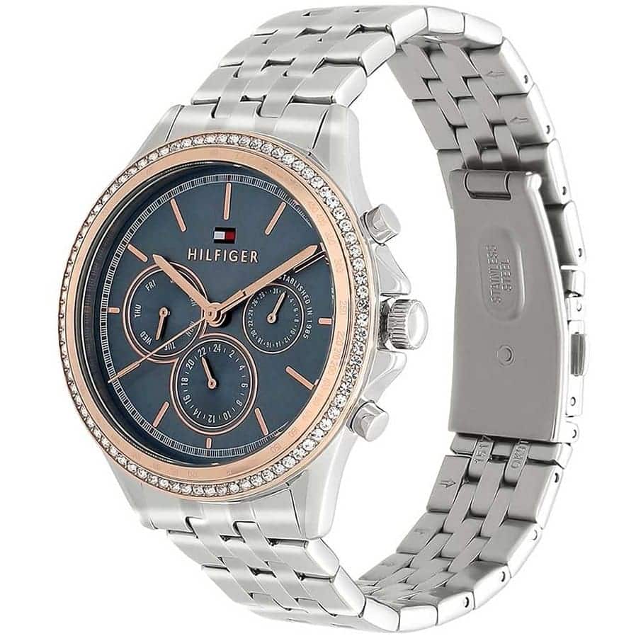 Tommy Hilfiger Ari 1781976 38mm Women's Multi-Function Watch – Slate Blue & Silver Stainless Steel Bracelet