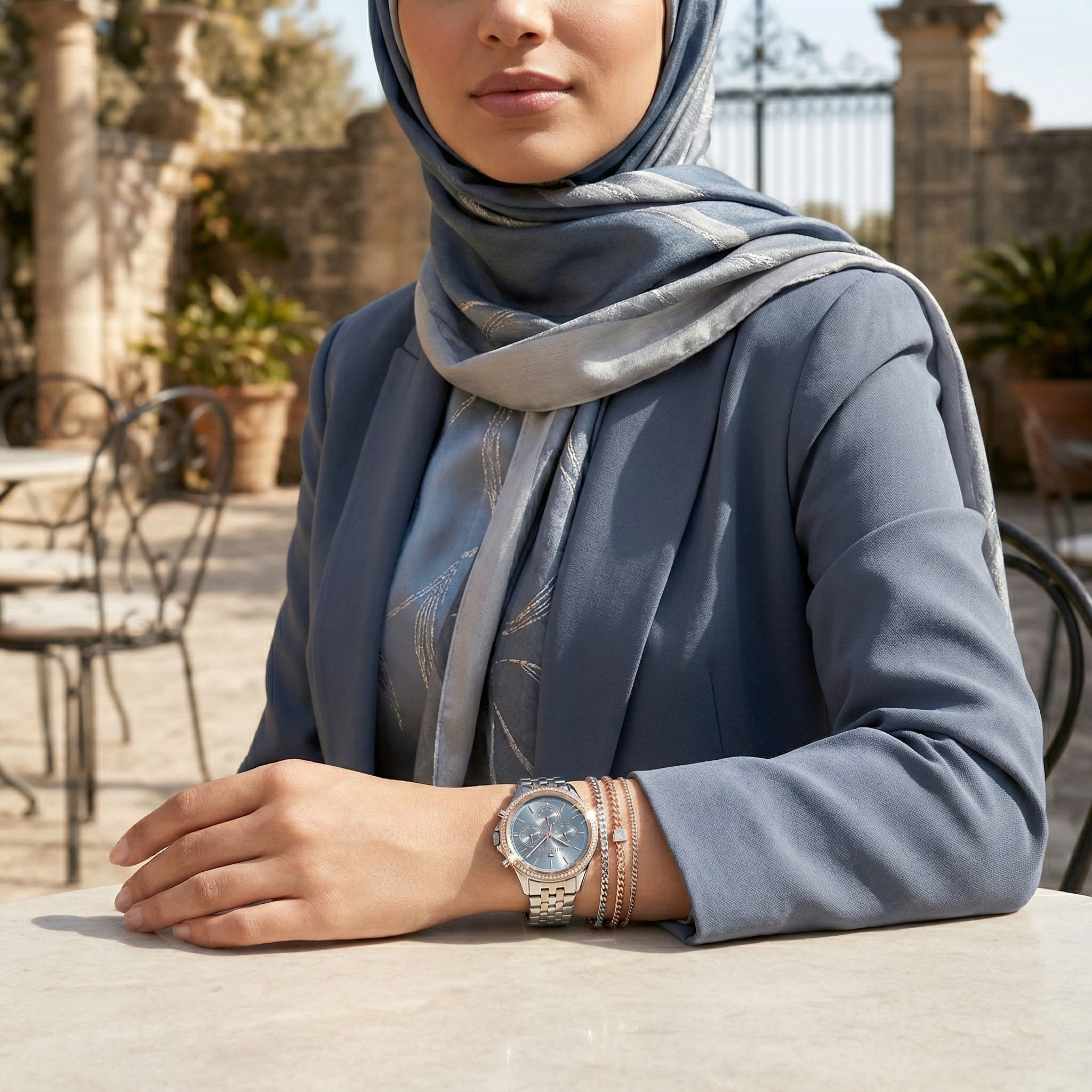 Tommy Hilfiger Ari 1781976 38mm Women's Multi-Function Watch – Slate Blue & Silver Stainless Steel Bracelet