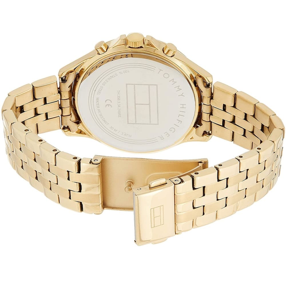 Tommy Hilfiger Ari 1781977 38mm Women's Multi-Function Watch – Off-White Sunray & Gold Stainless Steel Bracelet