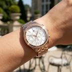 Tommy Hilfiger Ari 1781978 38mm Women's Multi-Function Watch – Off-White Sunray & Rose Gold Stainless Steel Bracelet