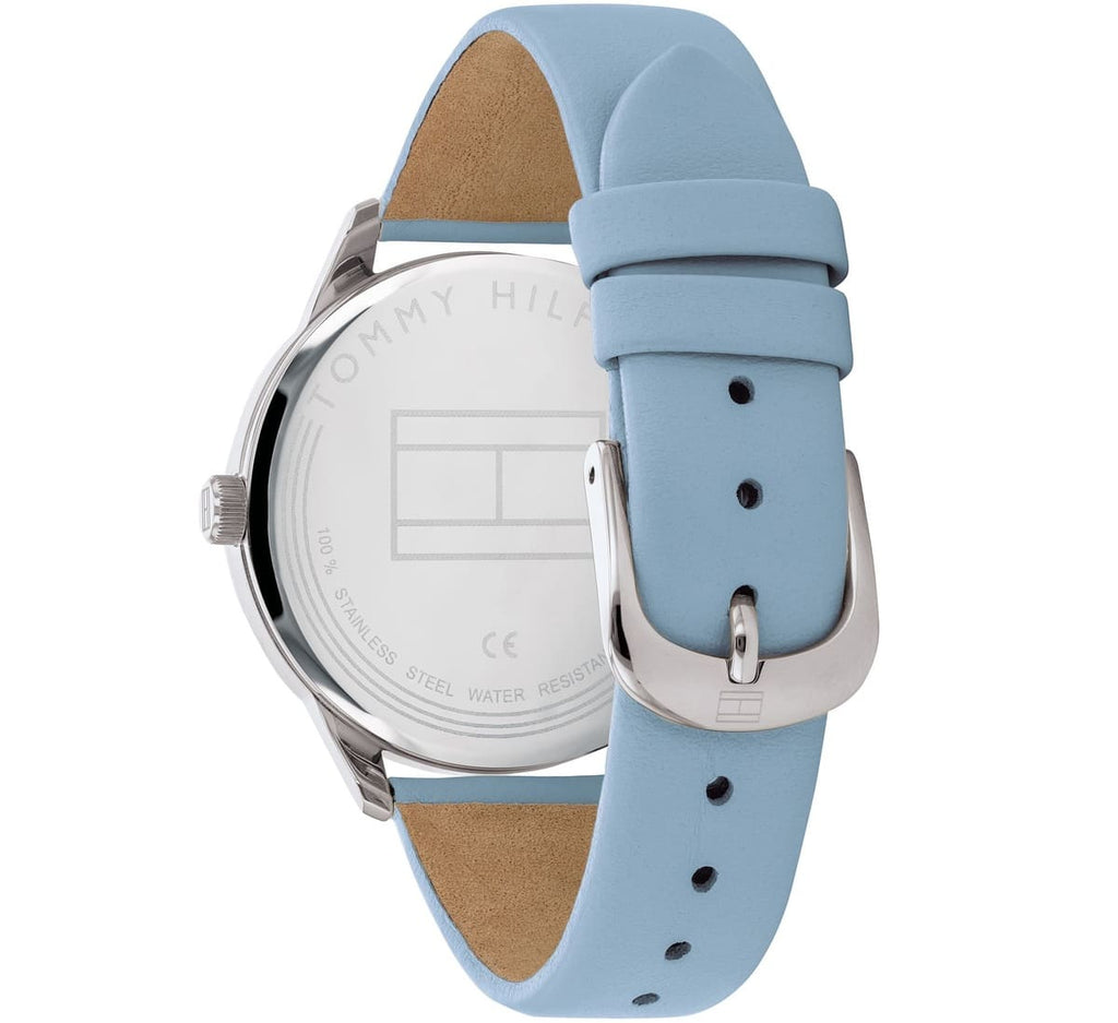 Tommy Hilfiger Brooke 1782023 38mm Women's Multi-Function Watch – Silver Sunray & Light Blue Genuine Leather Strap