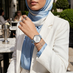 Tommy Hilfiger Brooke 1782023 38mm Women's Multi-Function Watch – Silver Sunray & Light Blue Genuine Leather Strap