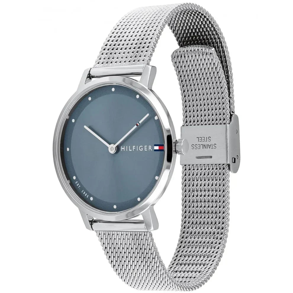 Tommy Hilfiger Pippa 1782149 35mm Women's Quartz Watch – Navy Blue Sunray & Silver Stainless Steel Mesh Bracelet