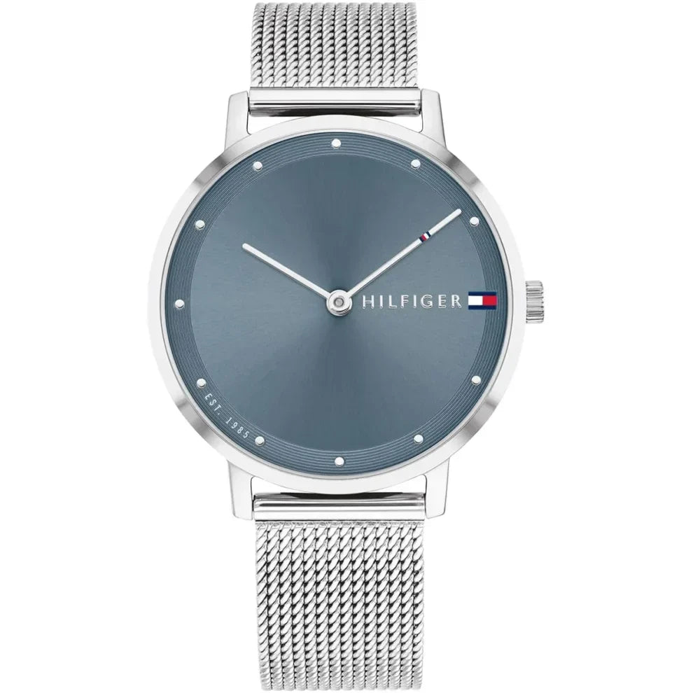 Tommy Hilfiger Pippa 1782149 35mm Women's Quartz Watch – Navy Blue Sunray & Silver Stainless Steel Mesh Bracelet