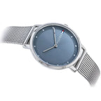 Tommy Hilfiger Pippa 1782149 35mm Women's Quartz Watch – Navy Blue Sunray & Silver Stainless Steel Mesh Bracelet