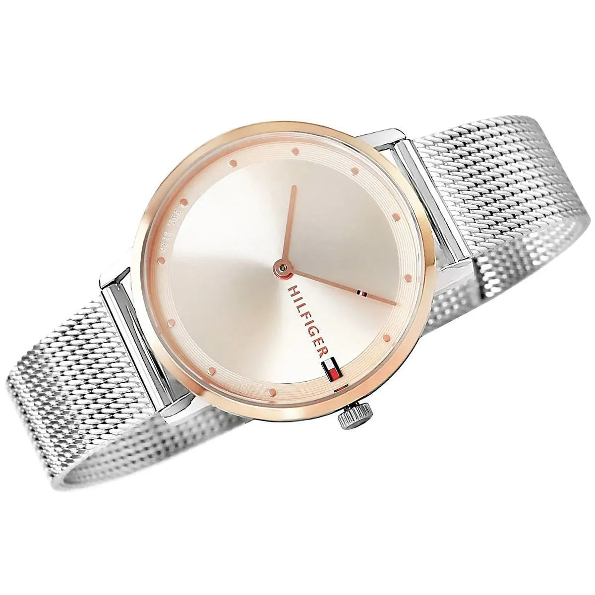 Tommy Hilfiger Pippa 1782151 35mm Women's Quartz Watch – Rose Gold & Silver Stainless Steel Mesh Bracelet