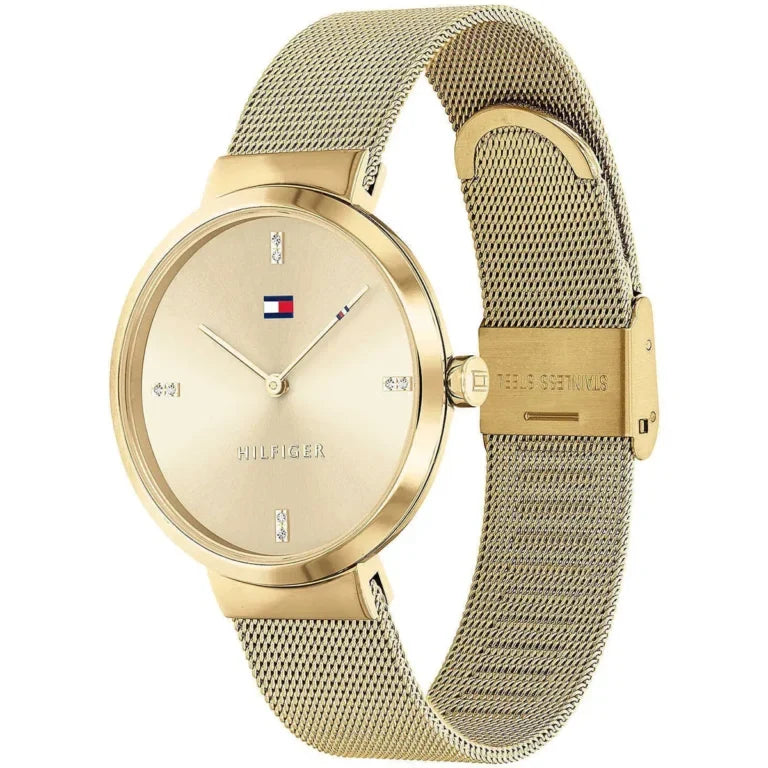 Tommy Hilfiger Liberty 1782217 35mm Women's Quartz Watch – Gold Sunray & Gold Stainless Steel Mesh Bracelet
