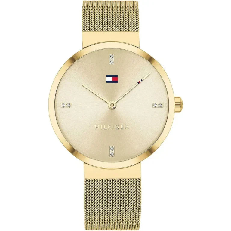 Tommy Hilfiger Liberty 1782217 35mm Women's Quartz Watch – Gold Sunray & Gold Stainless Steel Mesh Bracelet