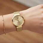 Tommy Hilfiger Liberty 1782217 35mm Women's Quartz Watch – Gold Sunray & Gold Stainless Steel Mesh Bracelet