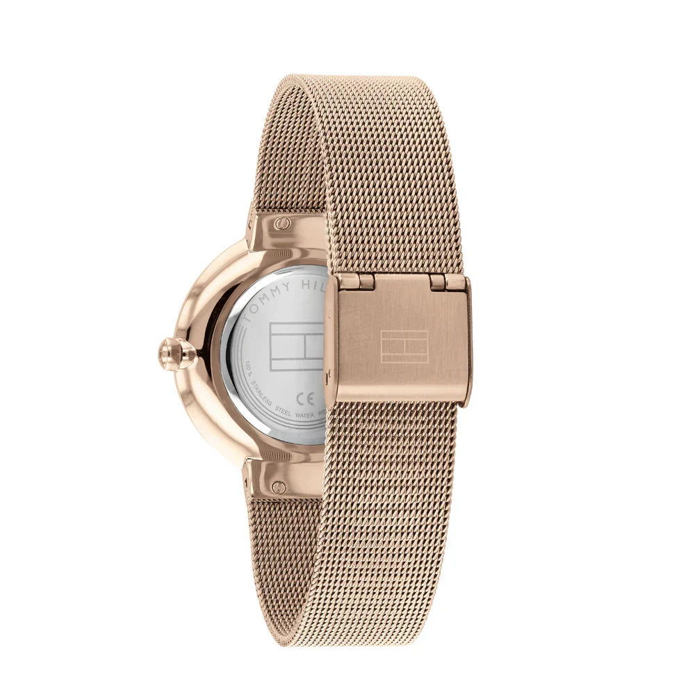 Tommy Hilfiger Liberty 1782218 35mm Women's Quartz Watch – Rose Gold Sunray & Rose Gold Stainless Steel Mesh Bracelet