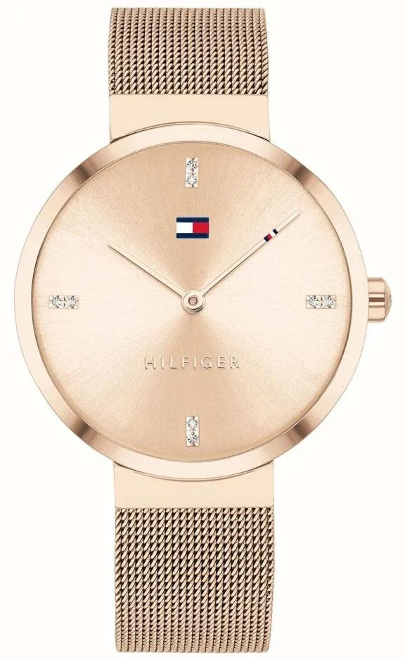 Tommy Hilfiger Liberty 1782218 35mm Women's Quartz Watch – Rose Gold Sunray & Rose Gold Stainless Steel Mesh Bracelet