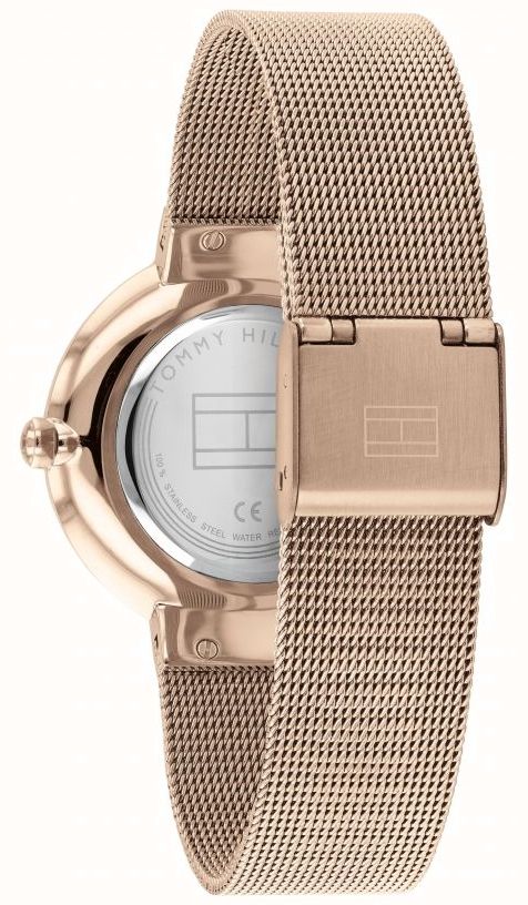 Tommy Hilfiger Liberty 1782218 35mm Women's Quartz Watch – Rose Gold Sunray & Rose Gold Stainless Steel Mesh Bracelet