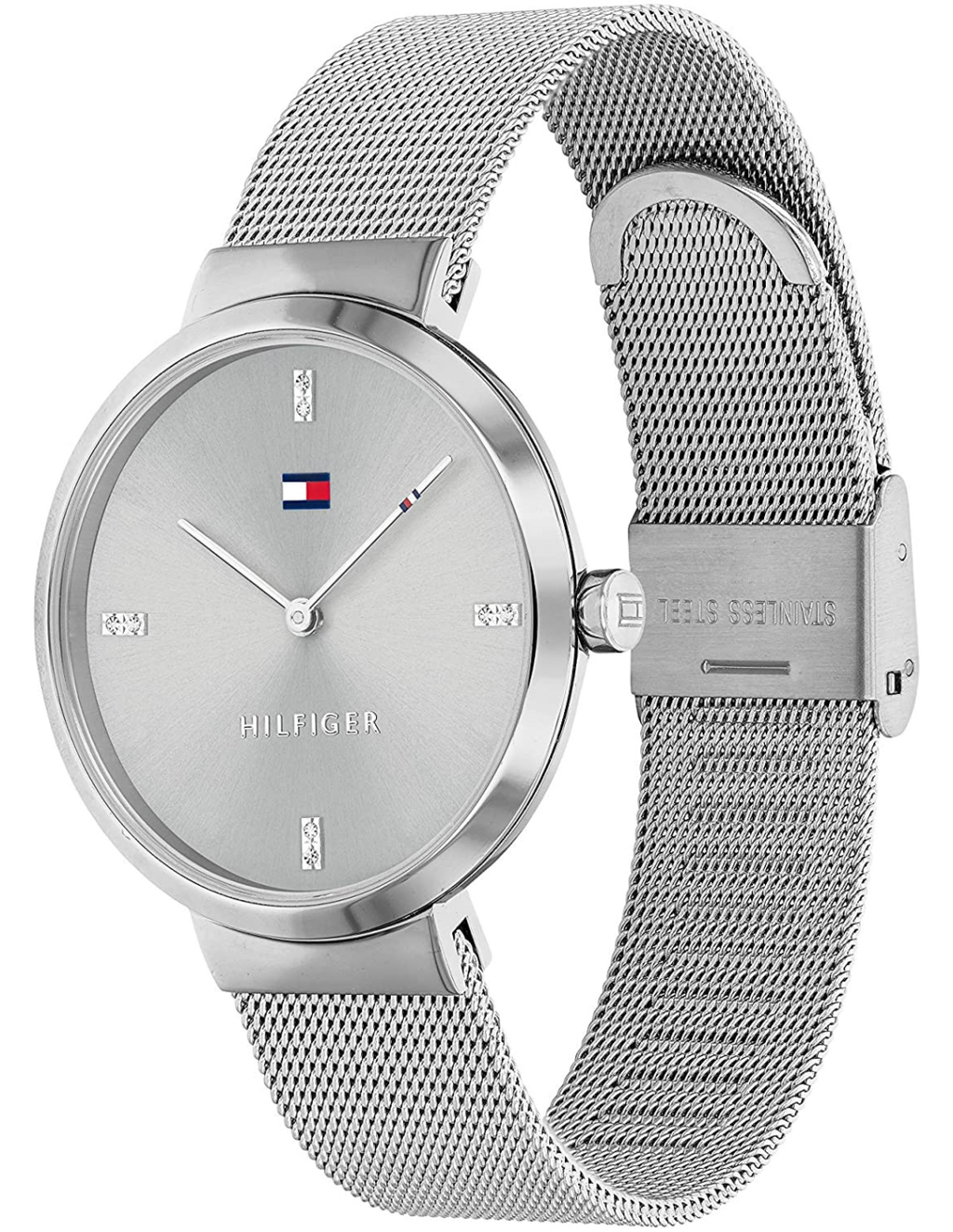 Tommy Hilfiger Liberty 1782220 35mm Women's Quartz Watch – Silver Sunray & Silver Stainless Steel Mesh Bracelet