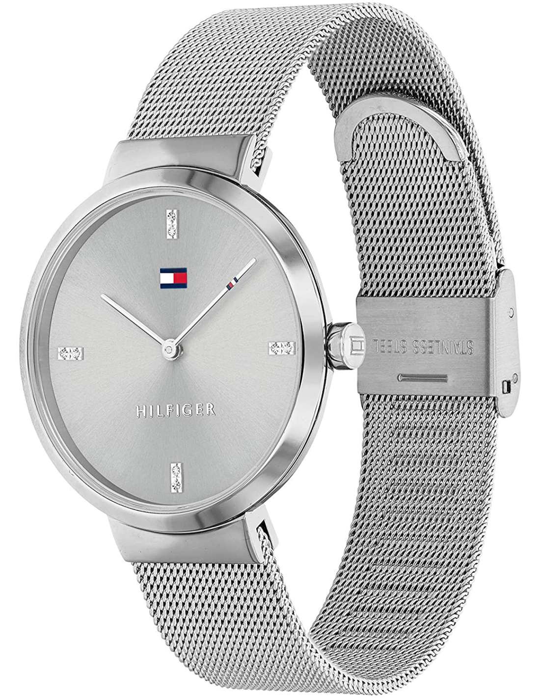 Tommy Hilfiger Liberty 1782220 35mm Women's Quartz Watch – Silver Sunray & Silver Stainless Steel Mesh Bracelet