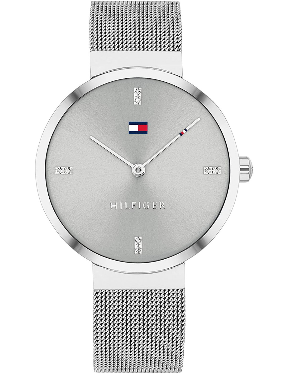 Tommy Hilfiger Liberty 1782220 35mm Women's Quartz Watch – Silver Sunray & Silver Stainless Steel Mesh Bracelet