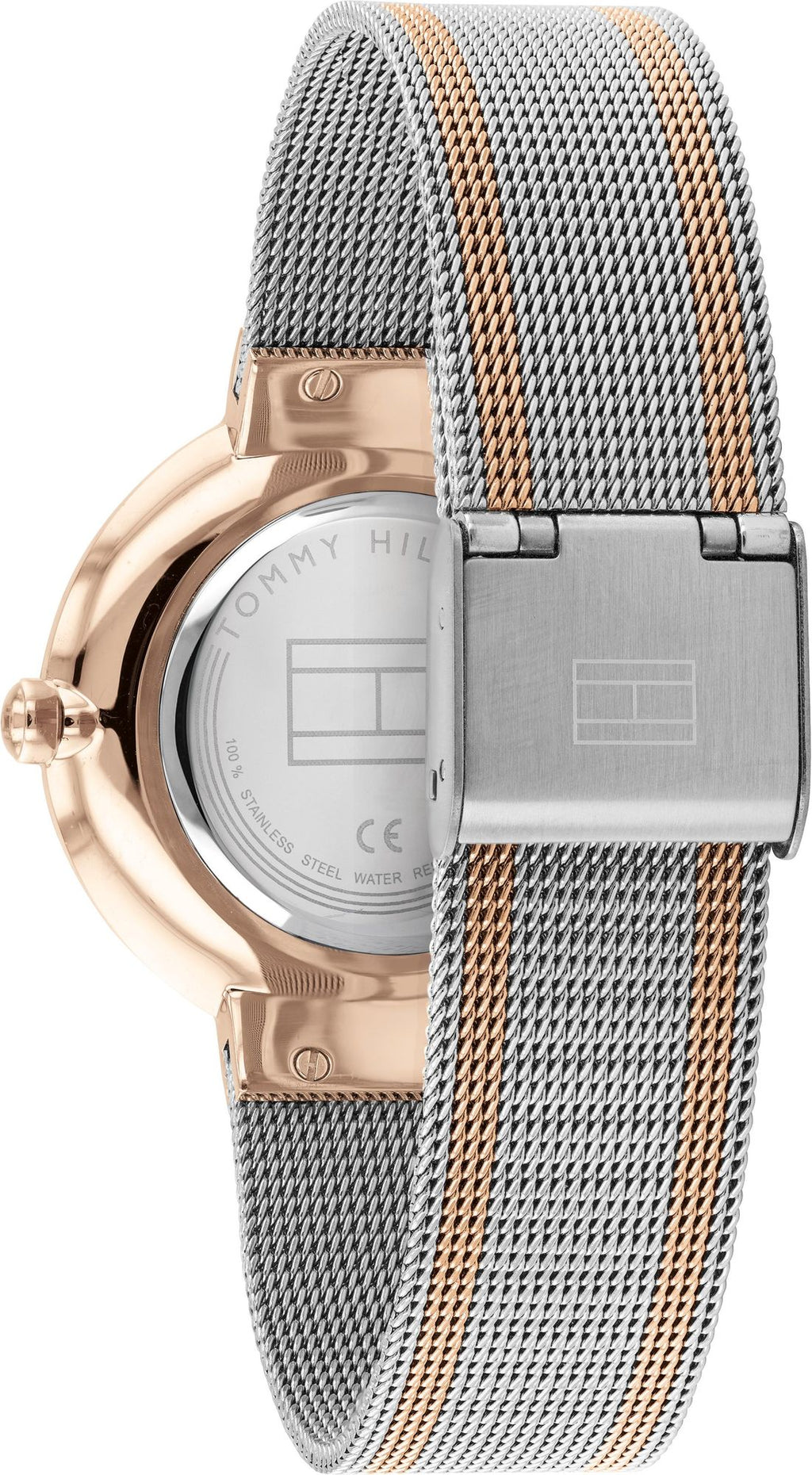 Tommy Hilfiger Liberty 1782221 35mm Women's Quartz Watch – Silver Sunray & Two-Tone Stainless Steel Mesh Bracelet