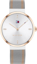 Tommy Hilfiger Liberty 1782221 35mm Women's Quartz Watch – Silver Sunray & Two-Tone Stainless Steel Mesh Bracelet