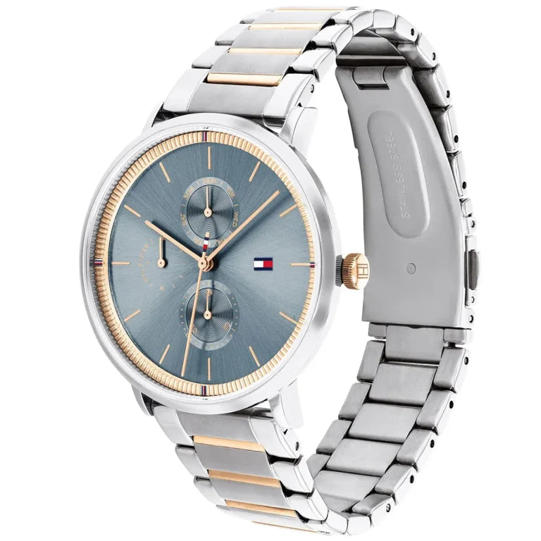 Tommy Hilfiger Jenna 1782298 38mm Women's Multi-Function Watch – Blue Sunray & Two-Tone Stainless Steel Bracelet
