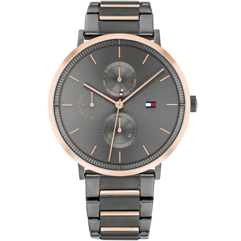 Tommy Hilfiger Jenna 1782300 38mm Women's Multi-Function Watch – Grey Sunray & Two-Tone Stainless Steel Bracelet