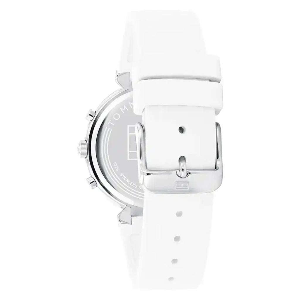 Tommy Hilfiger Ivy 1782342 38mm Women's Multi-Function Watch – White Sunray & White Rubber Strap