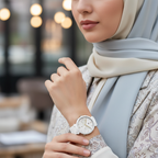 Tommy Hilfiger Ivy 1782342 38mm Women's Multi-Function Watch – White Sunray & White Rubber Strap