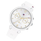 Tommy Hilfiger Ivy 1782342 38mm Women's Multi-Function Watch – White Sunray & White Rubber Strap
