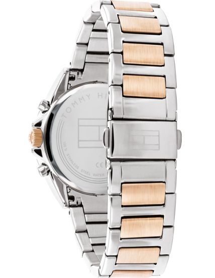 Tommy Hilfiger Kennedy 1782387 38mm Women's Multi-Function Watch – Silver Sunray & Two-Tone Stainless Steel Bracelet
