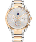 Tommy Hilfiger Kennedy 1782387 38mm Women's Multi-Function Watch – Silver Sunray & Two-Tone Stainless Steel Bracelet