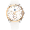 Tommy Hilfiger Kennedy 1782388 38mm Women's Multi-Function Watch – White & White Rubber Strap