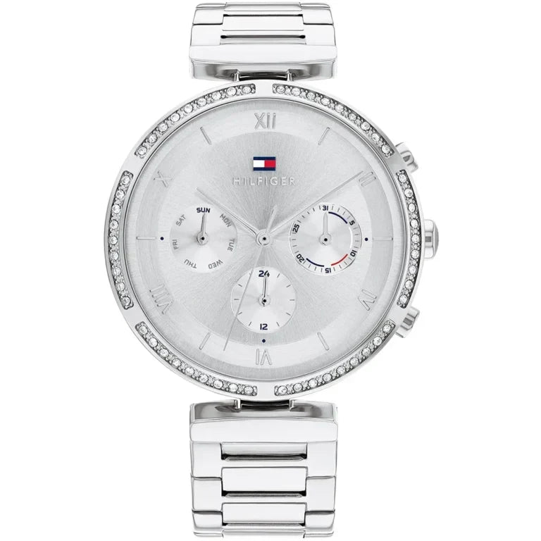 Tommy Hilfiger Luna 1782393 38mm Women's Multi-Function Watch – Silver Sunray & Silver Stainless Steel Bracelet