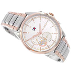 Tommy Hilfiger Quinn 1782415 38mm Women's Quartz Watch – Silver Semi-Skeleton & Two-Tone Stainless Steel Bracelet