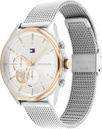 Tommy Hilfiger Quinn 1782416 38mm Women's Quartz Watch – Silver Semi-Skeleton & Silver Stainless Steel Mesh Bracelet