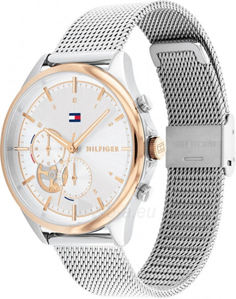 Tommy Hilfiger Quinn 1782416 38mm Women's Quartz Watch – Silver Semi-Skeleton & Silver Stainless Steel Mesh Bracelet