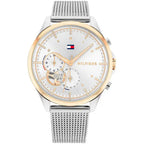 Tommy Hilfiger Quinn 1782416 38mm Women's Quartz Watch – Silver Semi-Skeleton & Silver Stainless Steel Mesh Bracelet