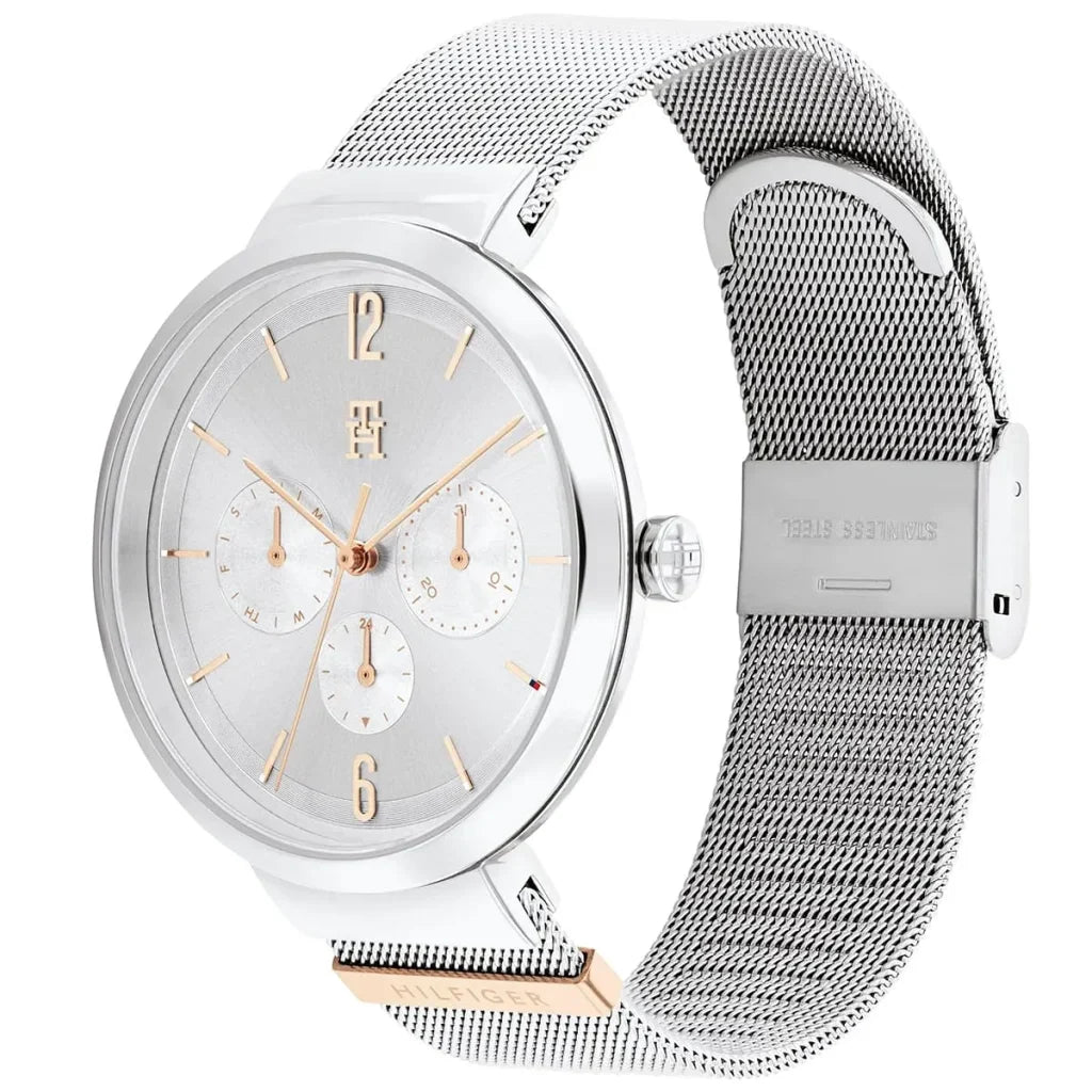 Tommy Hilfiger Lidia 1782537 40mm Women's Multi-Function Watch – Silver Sunray & Silver Stainless Steel Mesh Bracelet