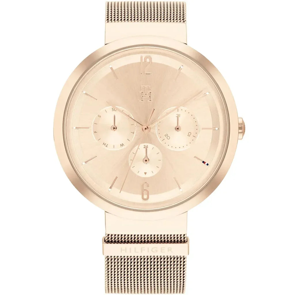 Tommy Hilfiger Lidia 1782538 40mm Women's Multi-Function Watch – Rose Gold Sunray & Rose Gold Stainless Steel Mesh Bracelet