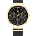 Tommy Hilfiger Lidia 1782540 40mm Women's Multi-Function Watch – Black Sunray & Black Stainless Steel Mesh Bracelet