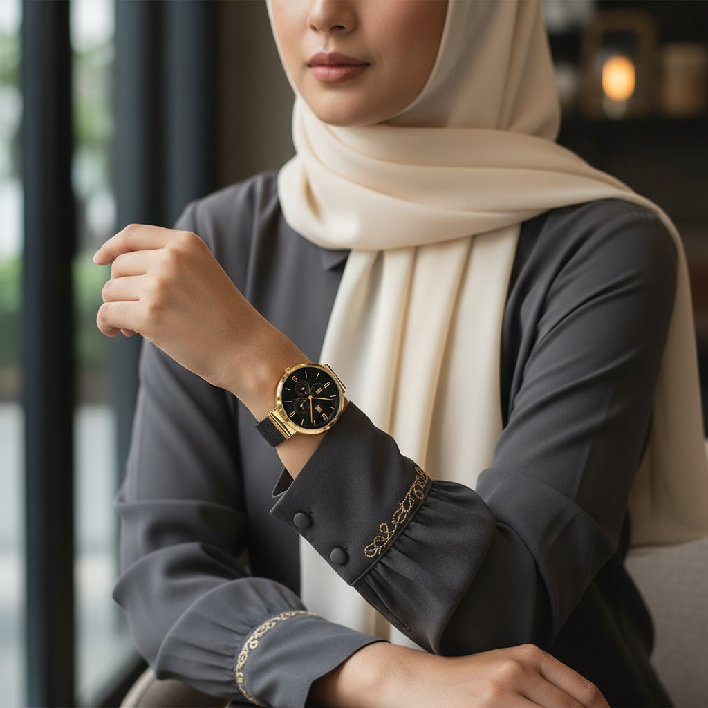 Tommy Hilfiger Lidia 1782540 40mm Women's Multi-Function Watch – Black Sunray & Black Stainless Steel Mesh Bracelet