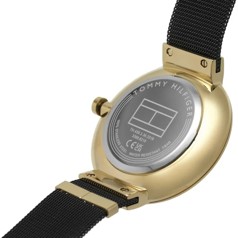 Tommy Hilfiger Lidia 1782540 40mm Women's Multi-Function Watch – Black Sunray & Black Stainless Steel Mesh Bracelet