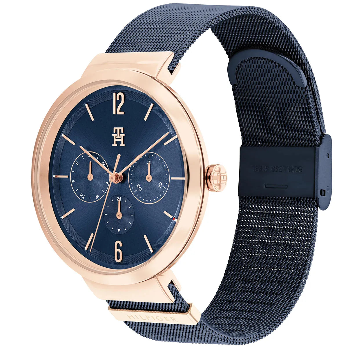 Tommy Hilfiger Lidia 1782541 40mm Women's Multi-Function Watch – Blue Sunray & Blue Stainless Steel Mesh Bracelet